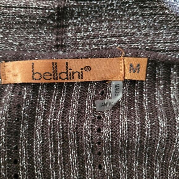 Belldini Cardigan Sweater Brown Sparkle Open Waterfall Long Sleeve Duster M - Picture 11 of 11